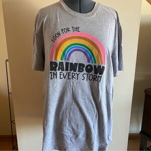 “Look For The Rainbow In Every Storm” Gray Adult Unisex Graphic Tee T-Shirt, 2XL